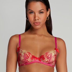 NWT Agent Provocateur Zuri Plunge Underwire Bra, Pink/Red/Gold